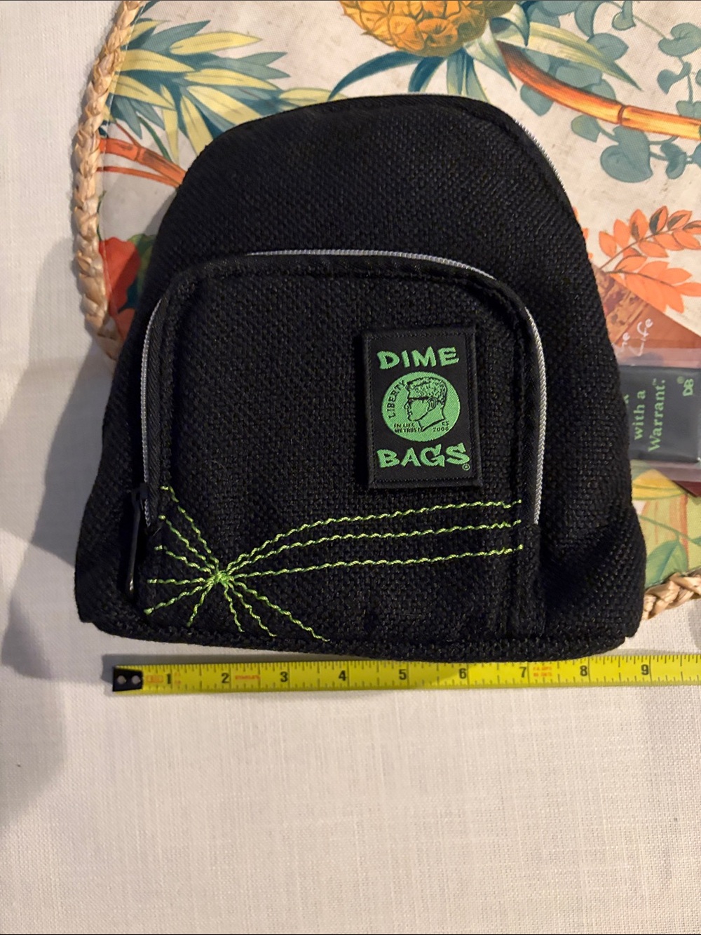 Black Canvas Belt Bag with Lime Stitching dime bags unisex perfect size